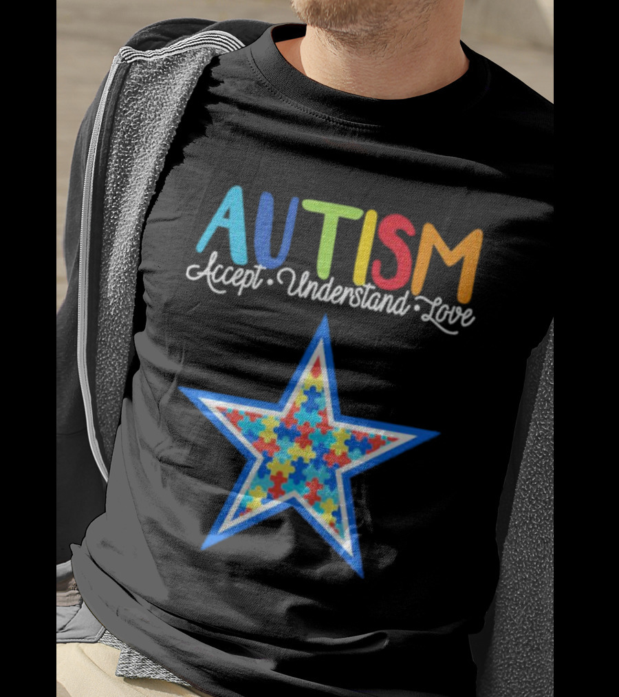 Dallas Cowboys Autism Accept Understand Love Puzzle Star T-Shirt