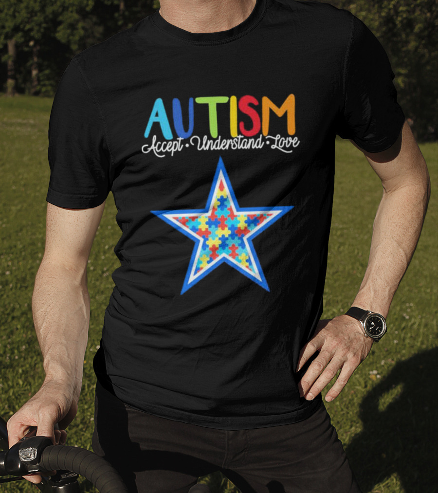 Dallas Cowboys Autism Accept Understand Love Puzzle Star T-Shirt