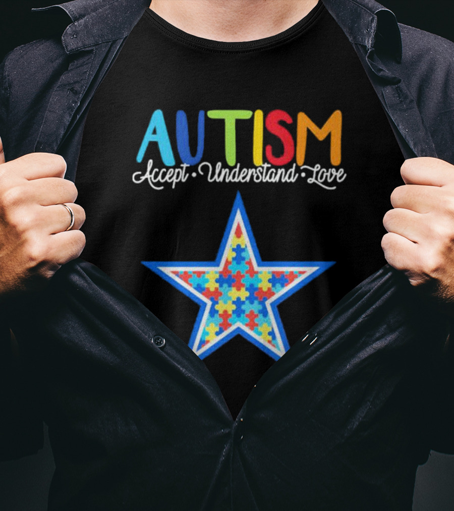 Dallas Cowboys Autism Accept Understand Love Puzzle Star T-Shirt