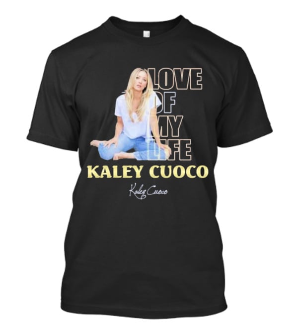 Kaley Cuoco Love Of My Life Sitting Casual Jeans Pose T-Shirt
