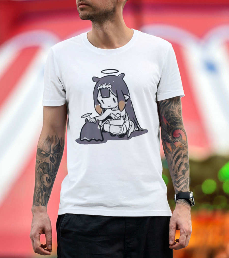 Hololive Ninomae Inanis Tako Fan Art Cute Anime Character Interaction T-Shirt