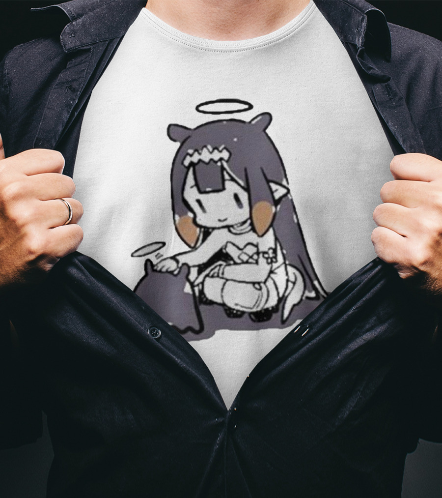 Hololive Ninomae Inanis Tako Fan Art Cute Anime Character Interaction T-Shirt