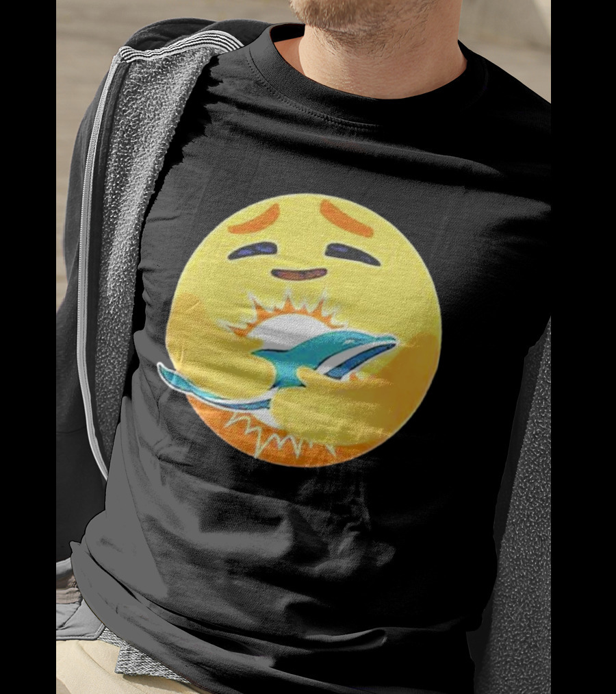 Miami Dolphins Emoji Hugging Dolphin T-Shirt