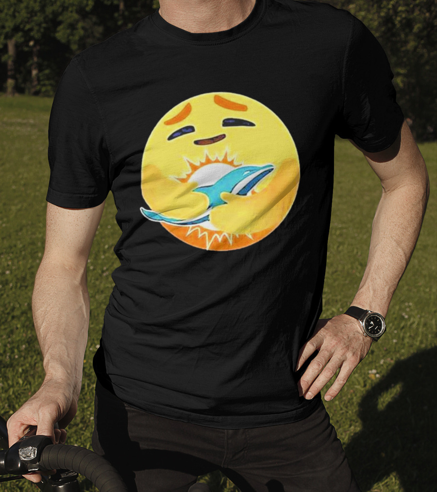 Miami Dolphins Emoji Hugging Dolphin T-Shirt