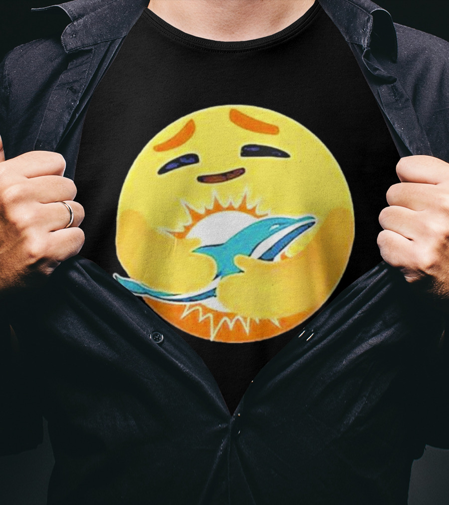 Miami Dolphins Emoji Hugging Dolphin T-Shirt