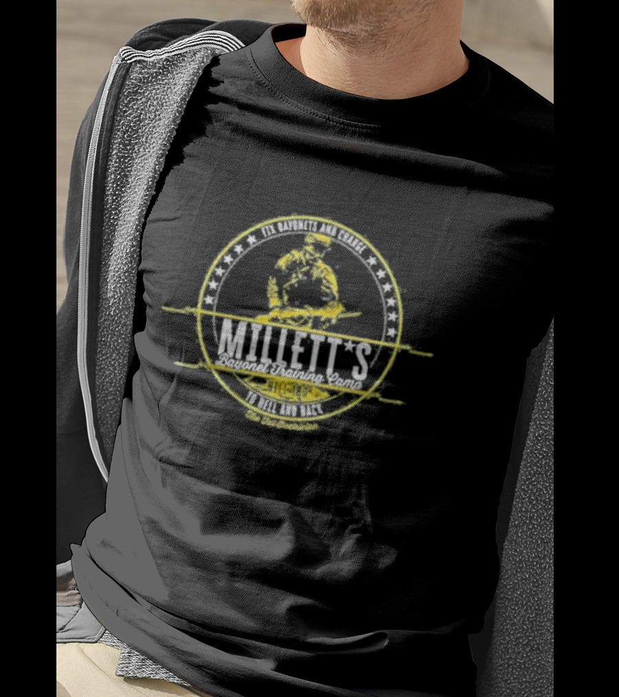 Millett’s Bayonet Training Camp Fix Bayonets And Charge To Hell And Back T-Shirt
