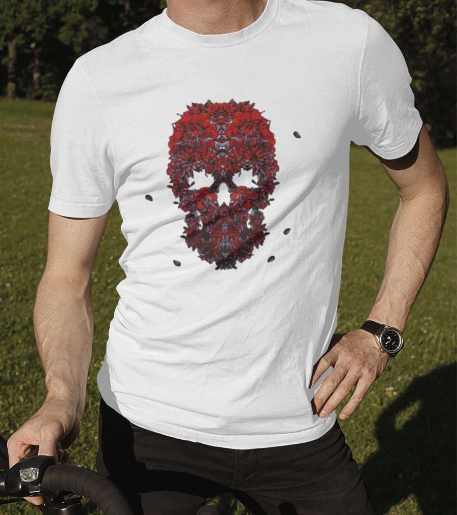 Kai Wachi Red Floral Skull T-Shirt