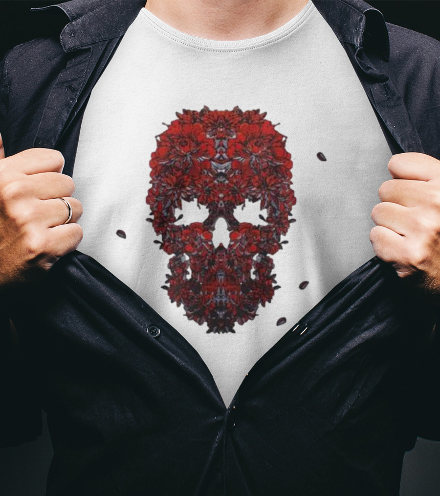 Kai Wachi Red Floral Skull T-Shirt