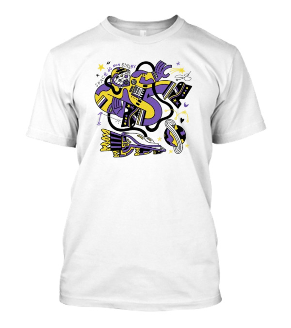 Space Is Non Binary Cosmic Exploration Astronaut And Planets T-Shirt