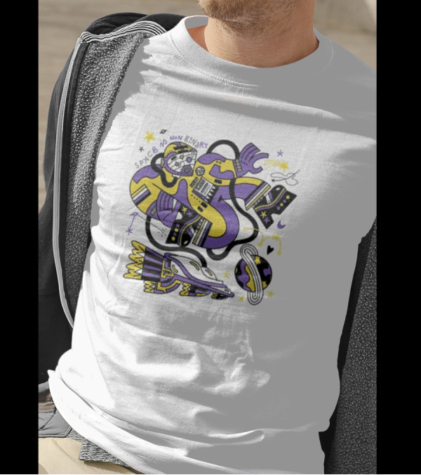 Space Is Non Binary Cosmic Exploration Astronaut And Planets T-Shirt