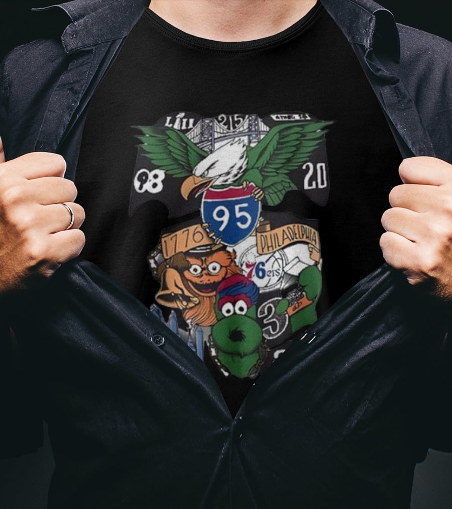 Dunphy 215 Tattoo Philadelphia Eagles I-95 76ers 26ers Liberty Bell Fanatic T-Shirt