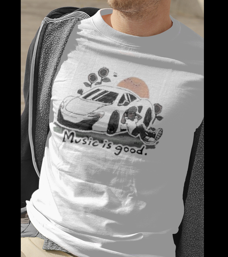 Music Is Good The Flower Patch Sunset Car Scene T-Shirt