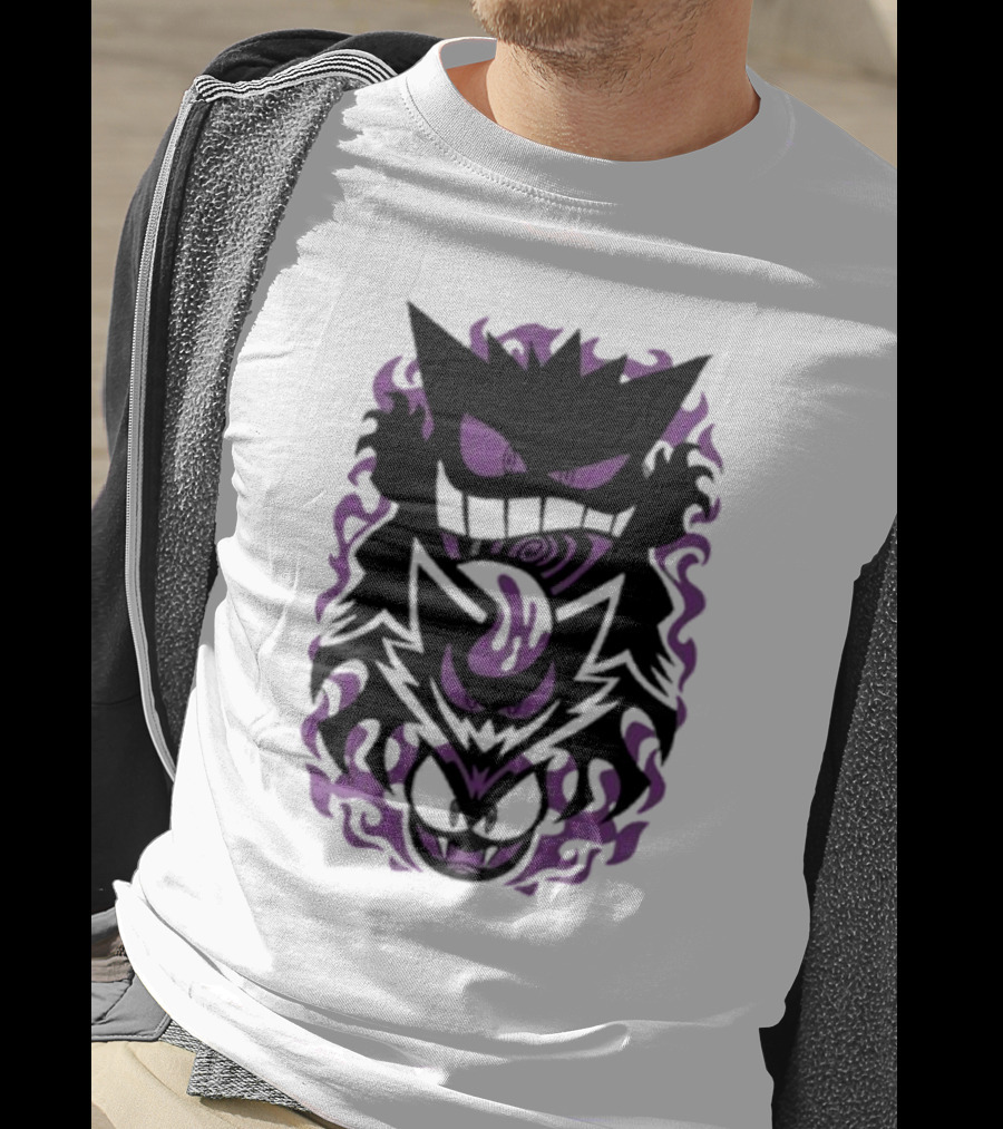 Versiris Haunted Gengar Gastly Ghastly Purple Flames T-Shirt
