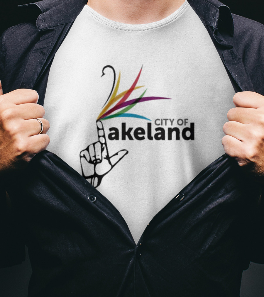 City Of Lakeland Hand Gesture With Colorful Feathers T-Shirt