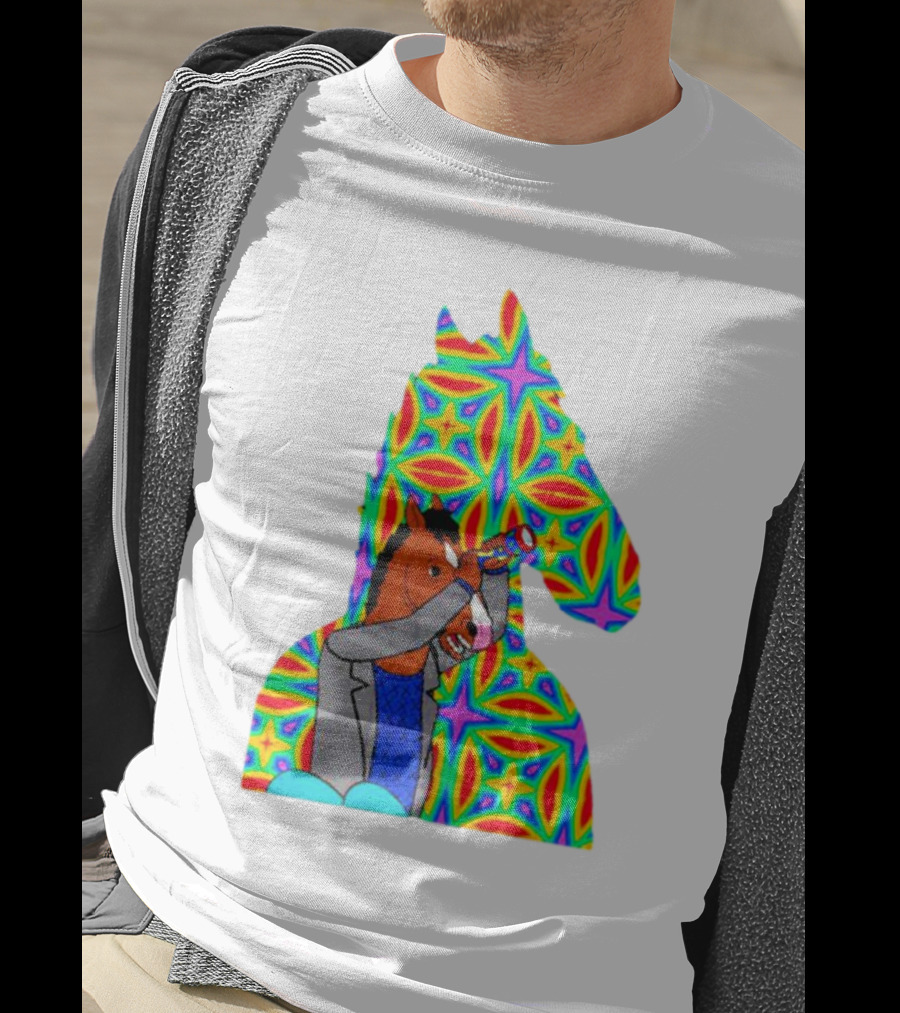 Psychedelic Bojack Horseman Silhouette With Colorful T-Shirt
