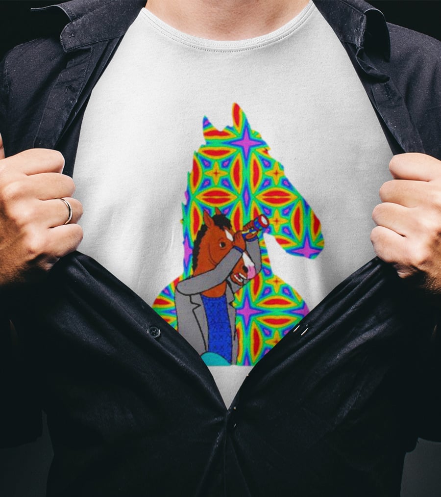 Psychedelic Bojack Horseman Silhouette With Colorful T-Shirt