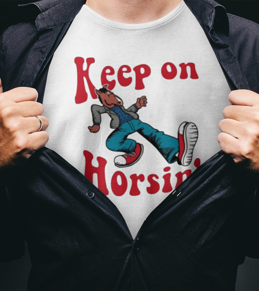Hiphop Bojack Horseman Keep On Horsin' Retro Cartoon T-Shirt