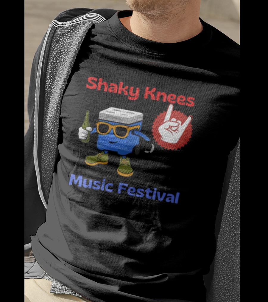 Shaky Knees Music Festival Cooler Character Holding Bottle With Hand Gesture T-Shirt
