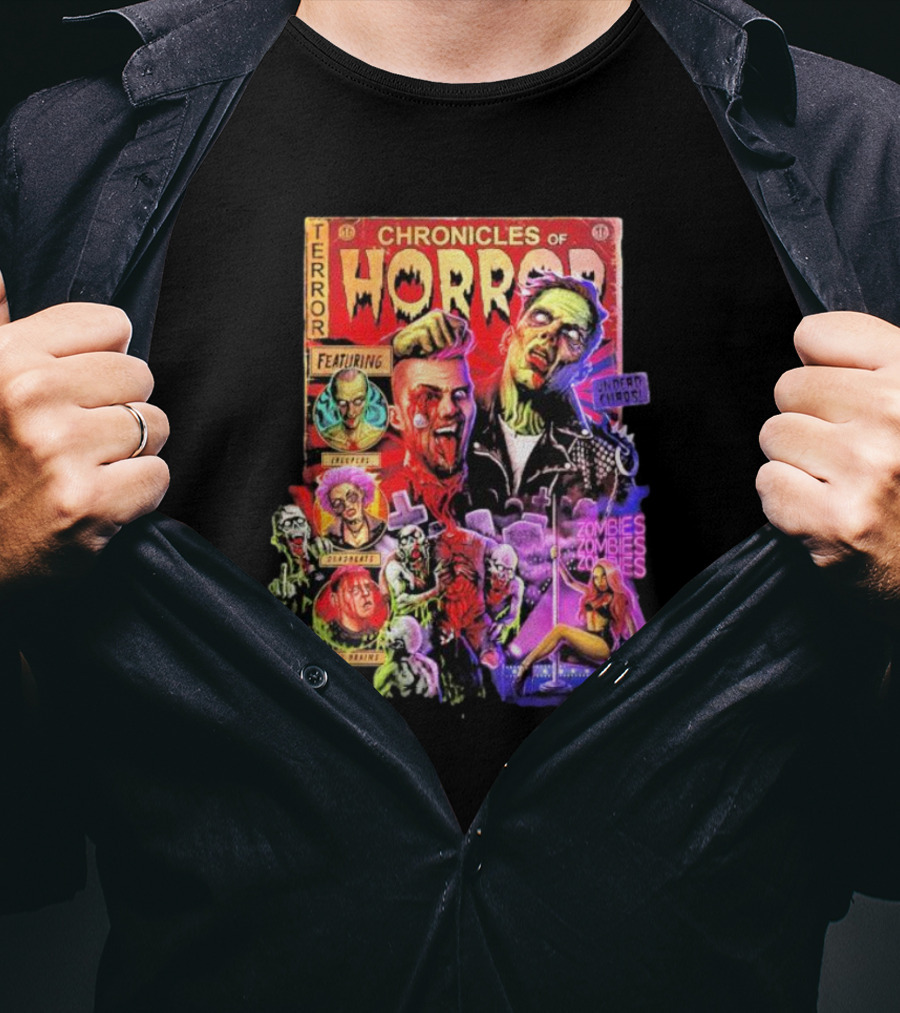 Chronicles Of Horror Terror Featuring Undead Chaos Zombies T-Shirt