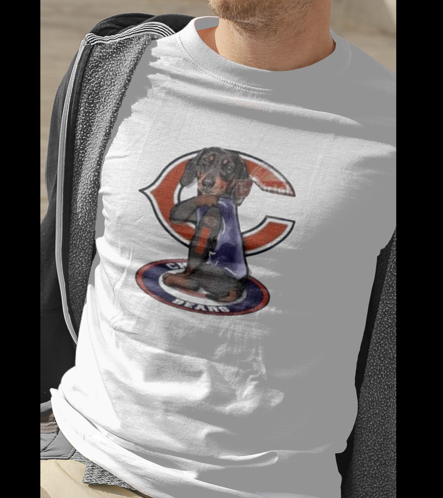 Dachshund Chicago Bears NFL Emblem Tattoo T-Shirt