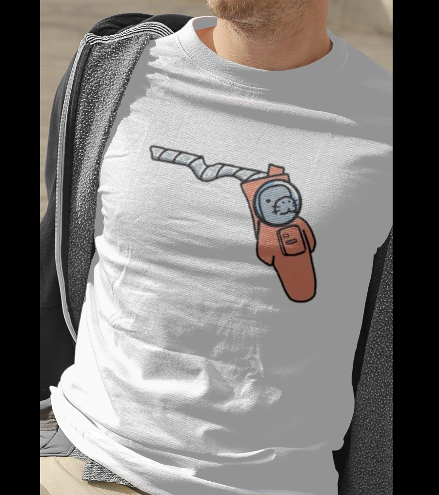 Florida Astronauts Manatee In Space Helmet Floating In Orange Suit T-Shirt