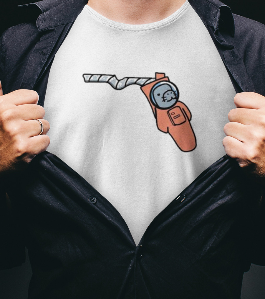 Florida Astronauts Manatee In Space Helmet Floating In Orange Suit T-Shirt