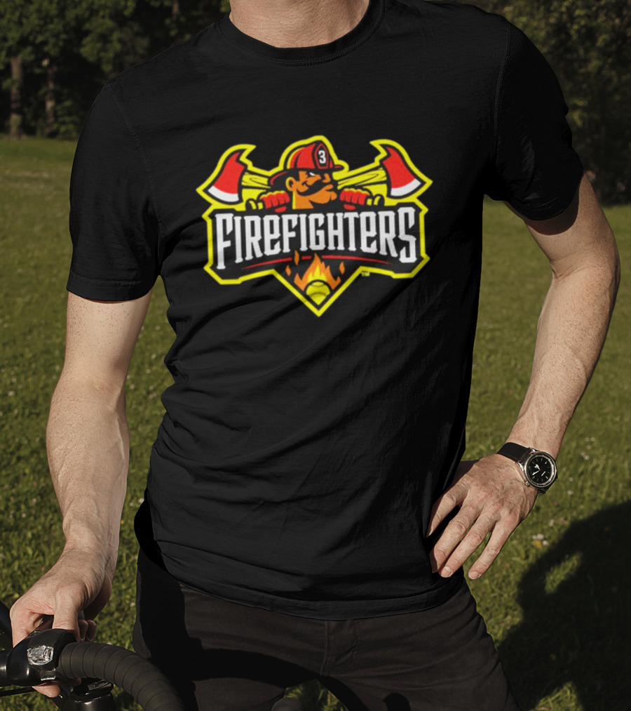Firefighters Baseball Logo With Axes And Helmet T-Shirt