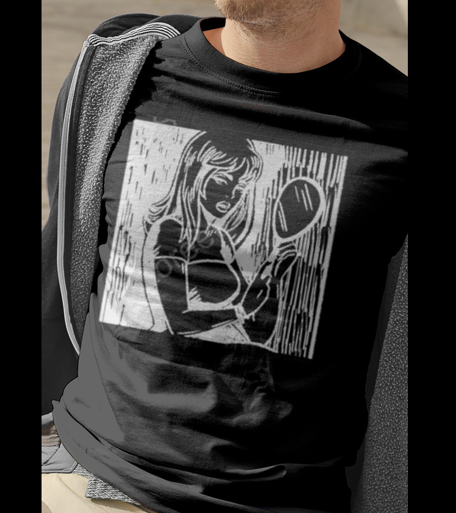 Billie Eilish Store Mirror Art Black And White Line Drawing Woman With Handheld Mirror T-Shirt