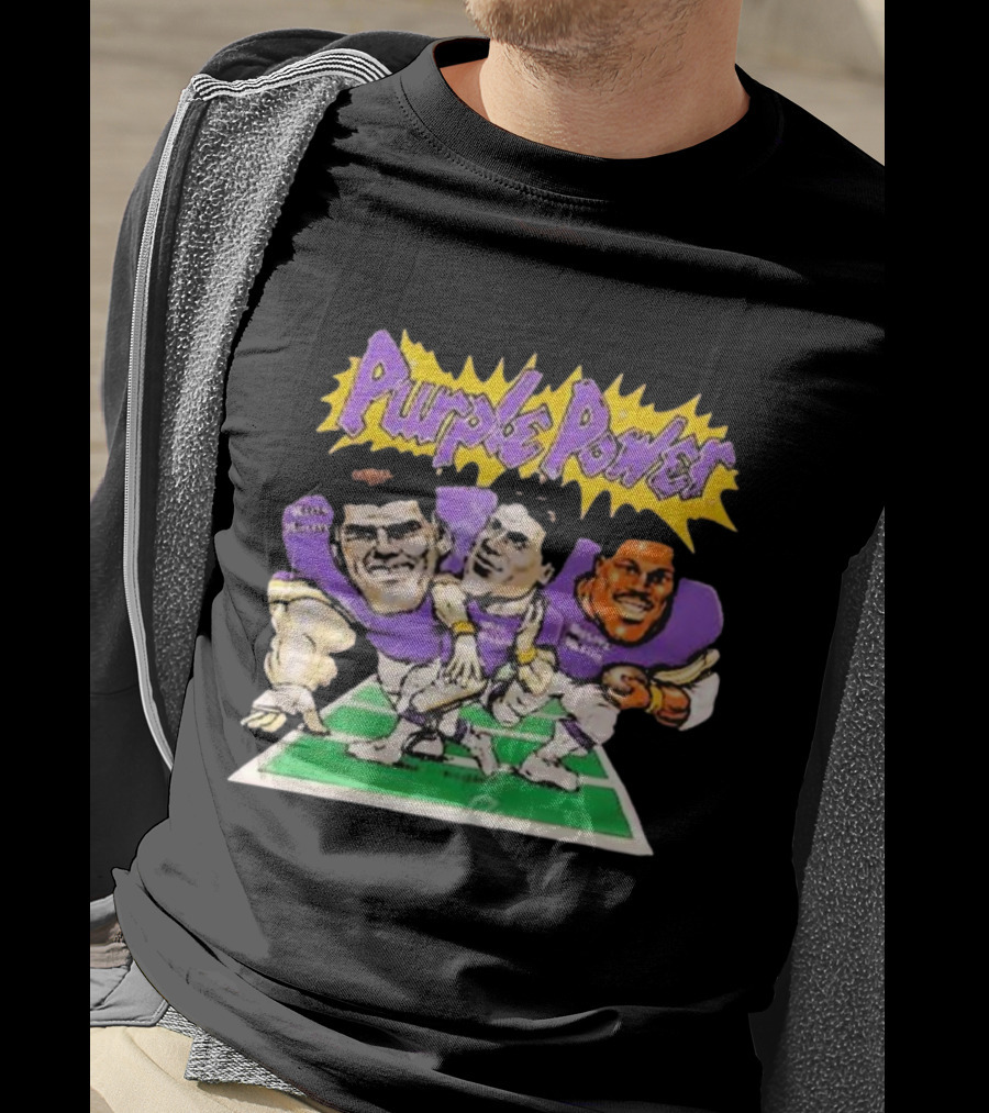 Purple Power Minnesota Vikings Cartoon Trio Caricature Football T-Shirt