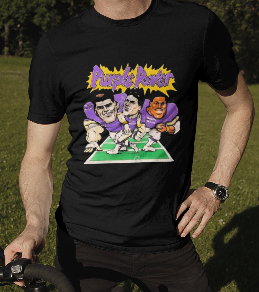 Purple Power Minnesota Vikings Cartoon Trio Caricature Football T-Shirt