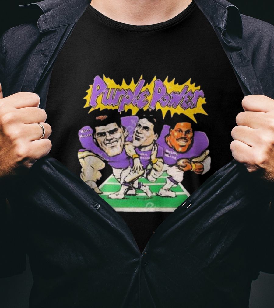 Purple Power Minnesota Vikings Cartoon Trio Caricature Football T-Shirt
