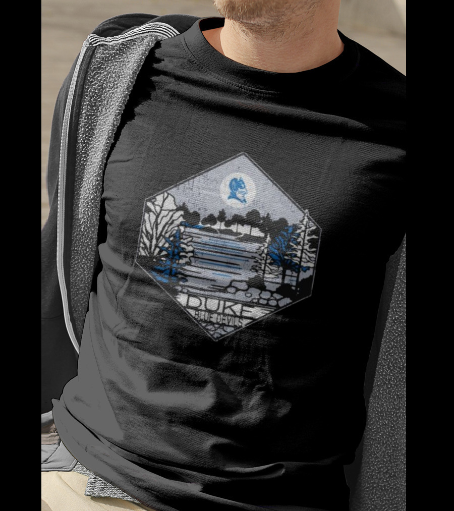 Duke Blue Devils Comfort Wash Hexagonal Landscape Sketch T-Shirt