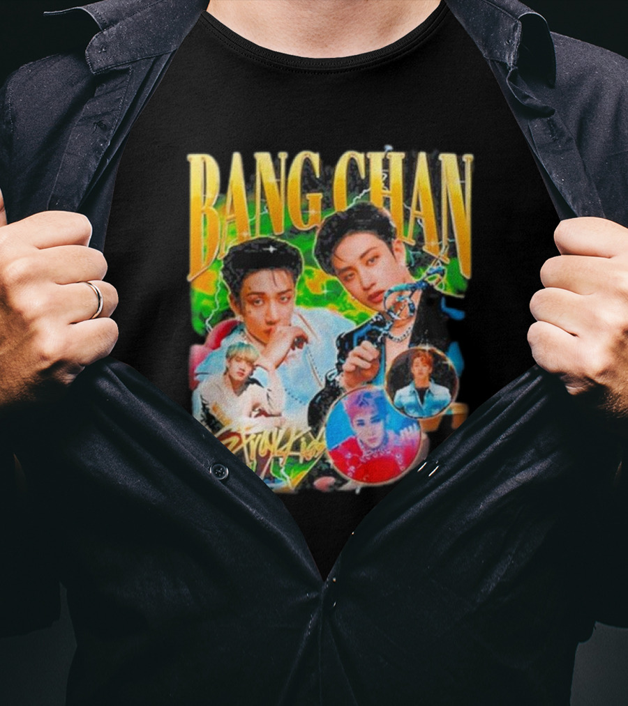 Bang Chan Stray Kids Multicolor Photo Collage T-Shirt
