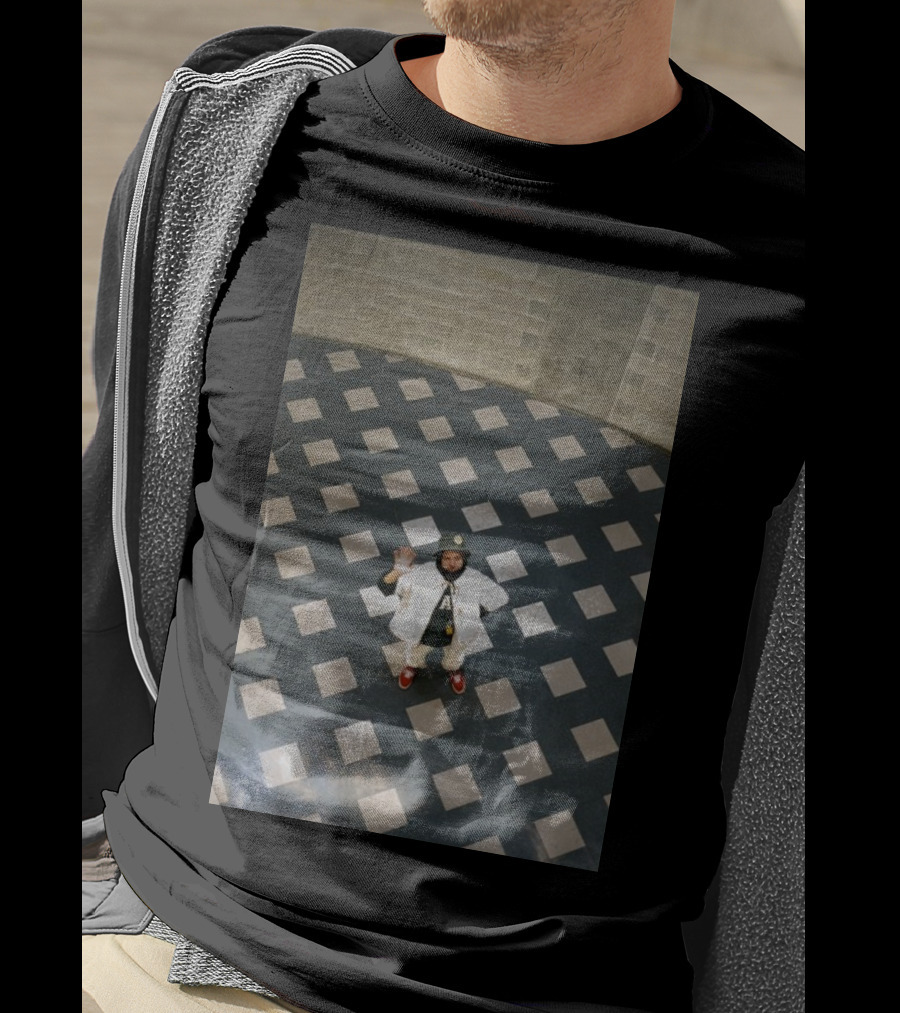 Mac Photo Off Waving Man In Grid Pattern Floor T-Shirt