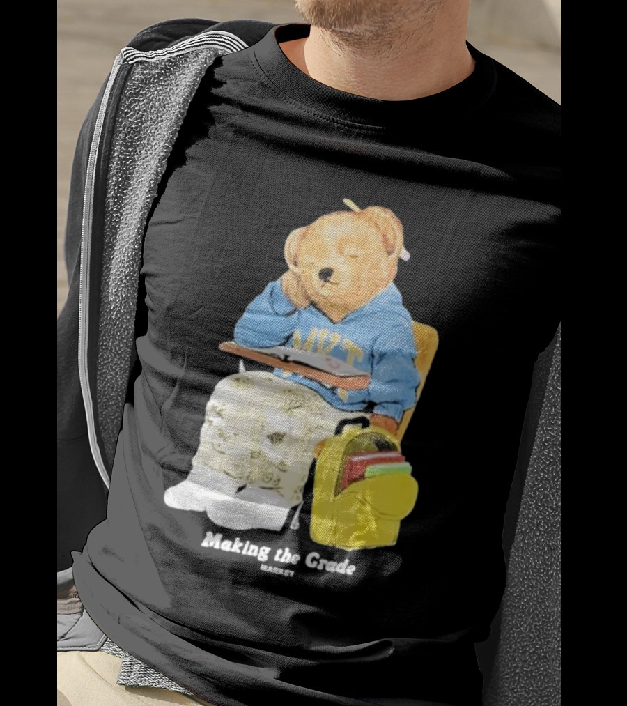 NYT Bear In School Desk With Yellow Backpack T-Shirt