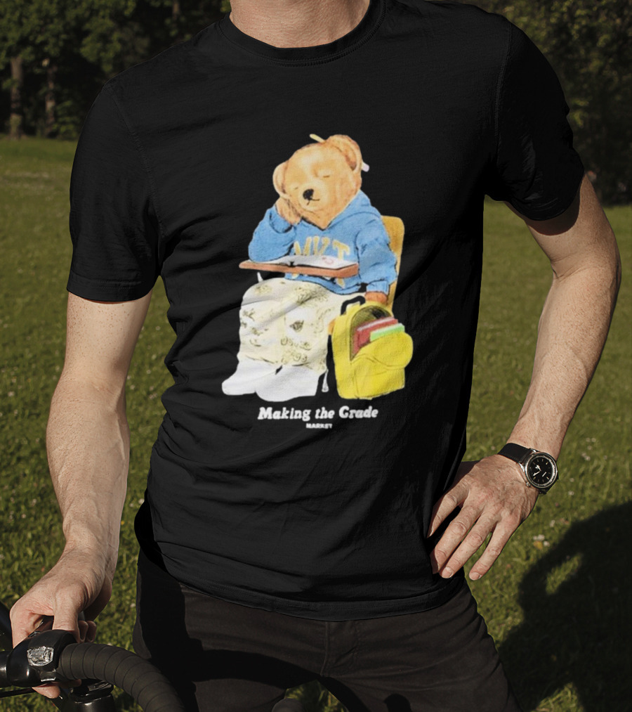 NYT Bear In School Desk With Yellow Backpack T-Shirt