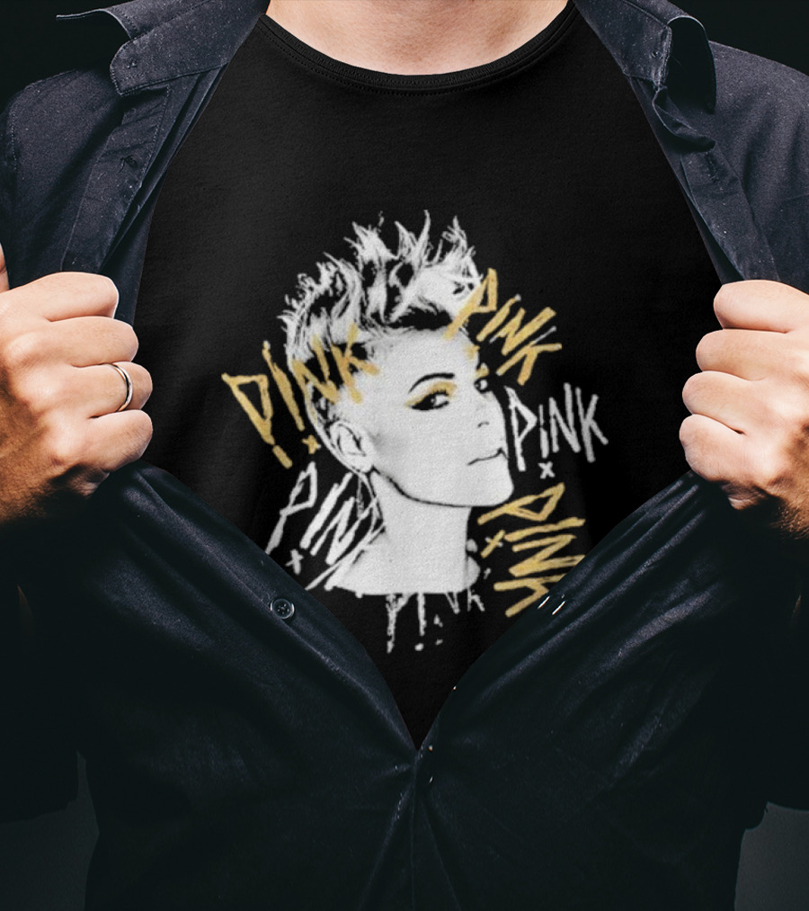 Pnk - Stylized Portrait With Pnk Text T-Shirt