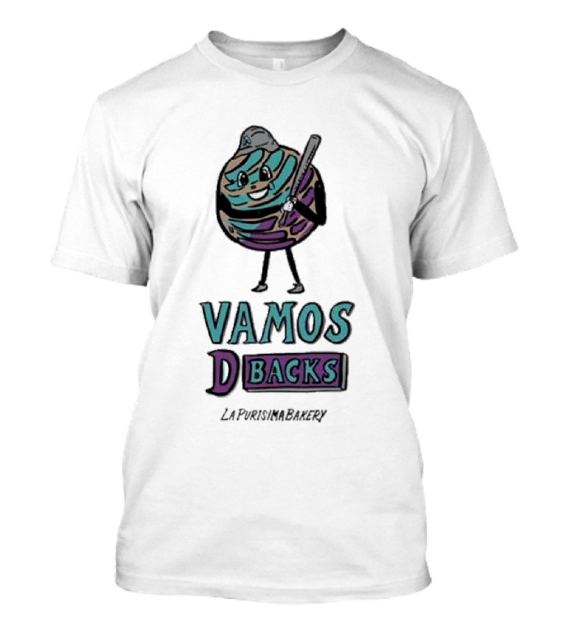 VAMOS DBACKS La Purisima Bakery Baseball Cookie Character T-Shirt