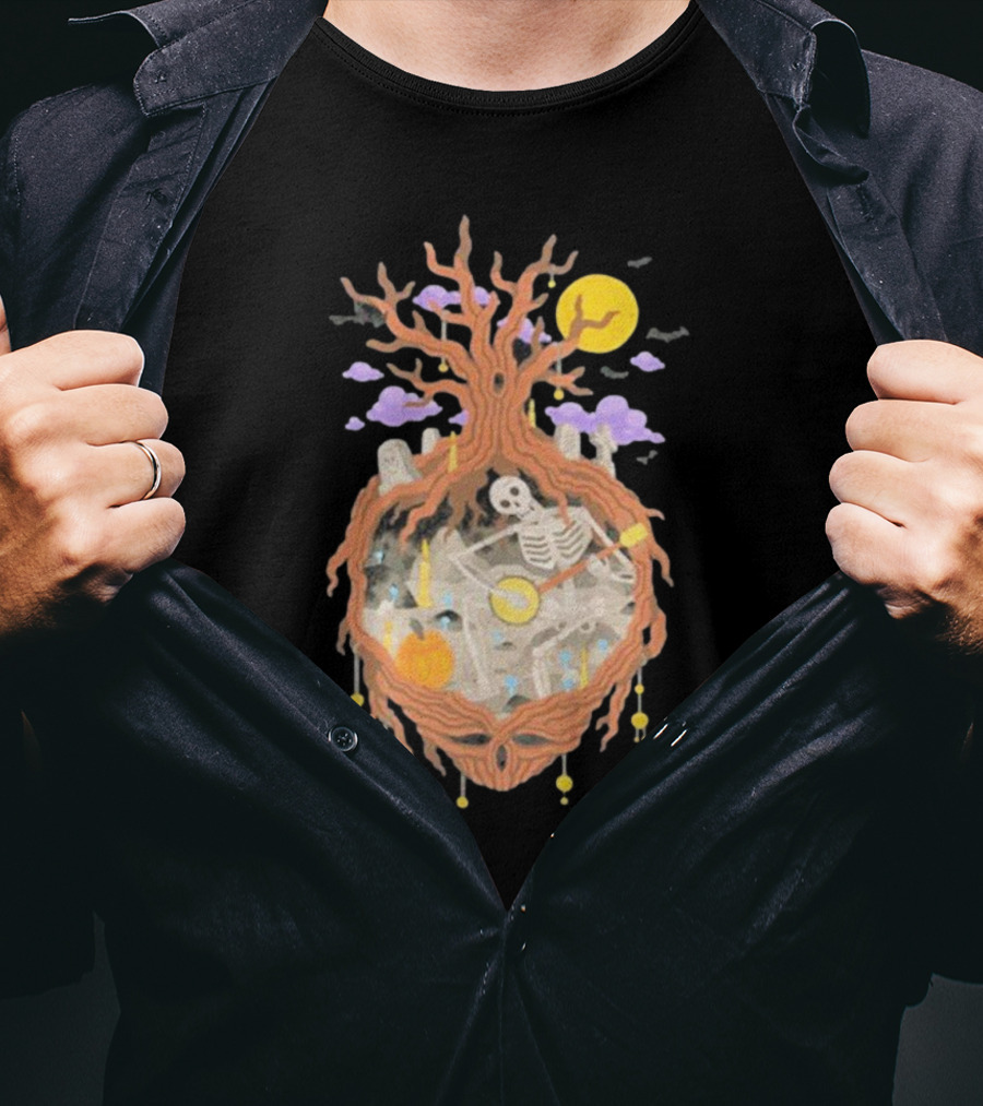 Grateful Dead The 13th Skeleton Moonlit Cemetery Tree T-Shirt