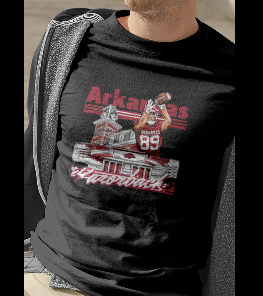 Arkansas Razorbacks Nathan Bax 89 Collegiate Landmarks Football Receiver T-Shirt