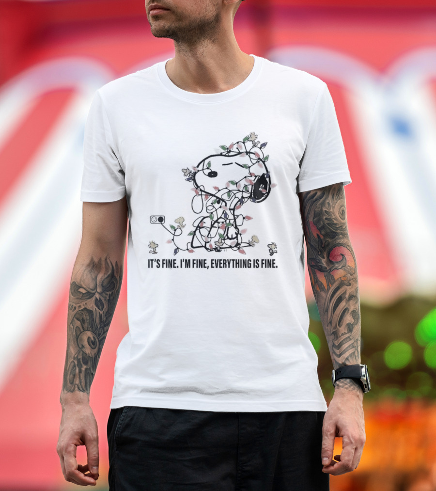 It's Fine I'm Fine Everything Is Fine Snoopy Christmas Lights T-Shirt