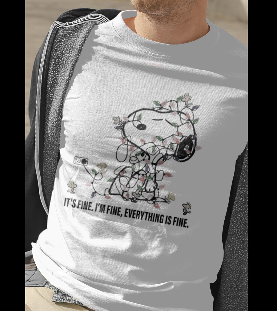 It's Fine I'm Fine Everything Is Fine Snoopy Christmas Lights T-Shirt