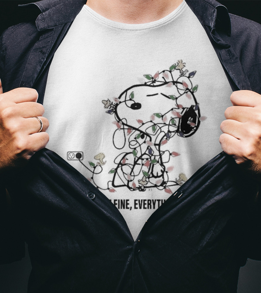 It's Fine I'm Fine Everything Is Fine Snoopy Christmas Lights T-Shirt