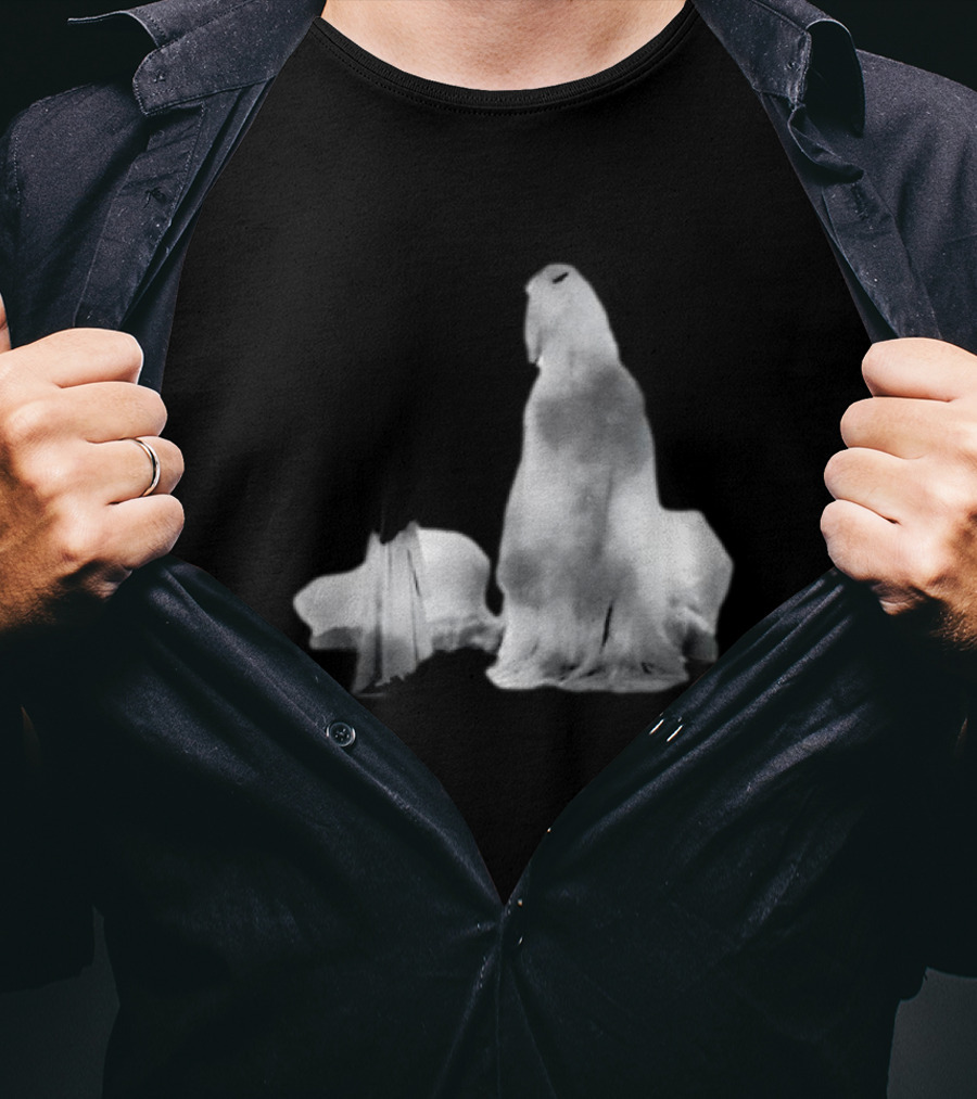 Luh Calm Eerie Spectral Figures On Dark Mysterious Background T-Shirt