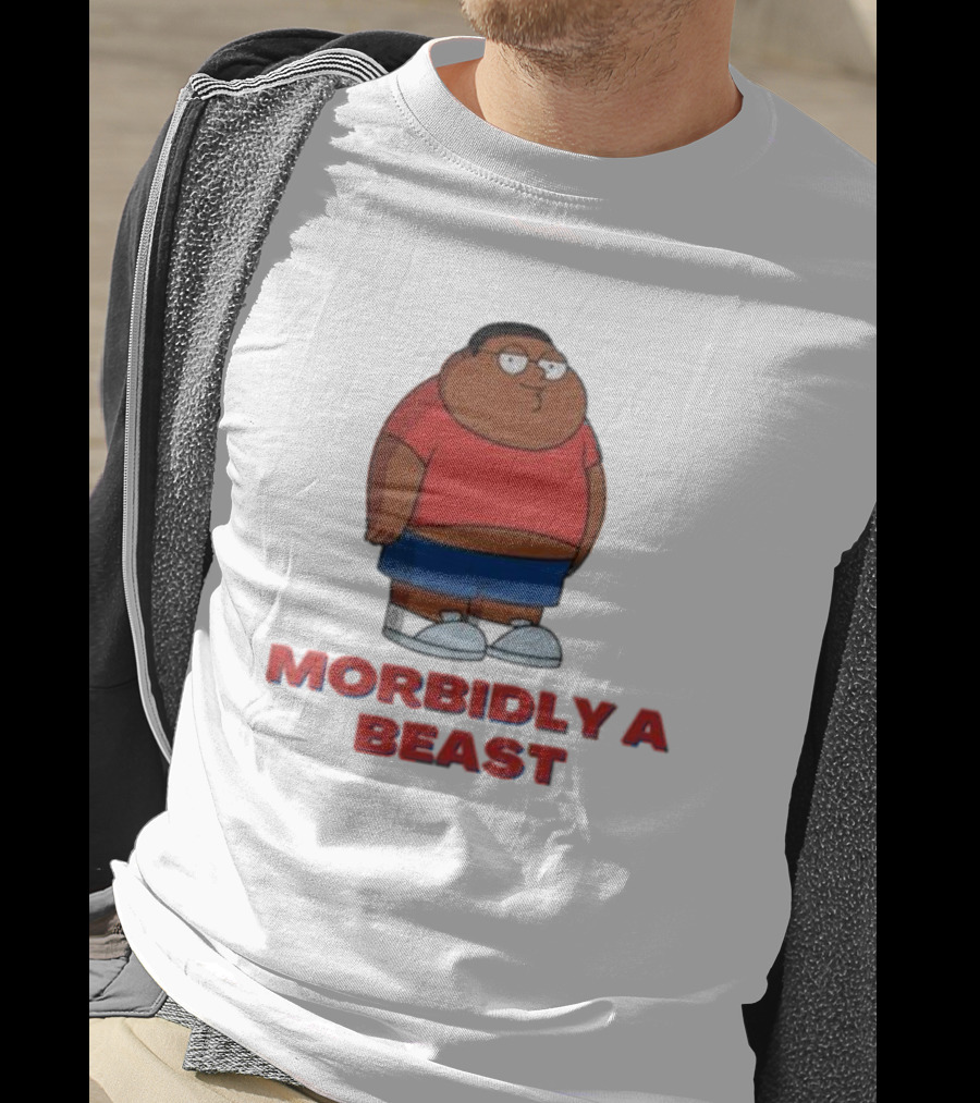 Morbidly A Beast Cartoon Character In Red And Blue T-Shirt