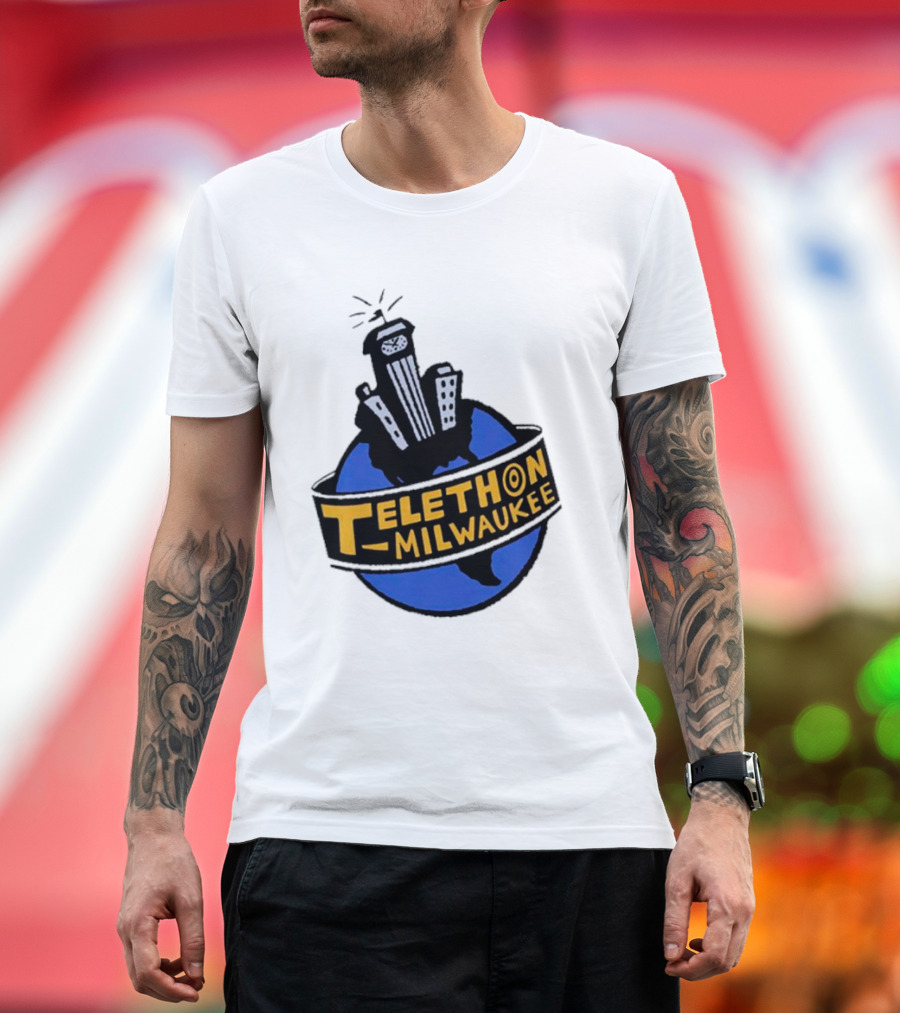 Telethon Milwaukee City Skyline Over Earth T-Shirt