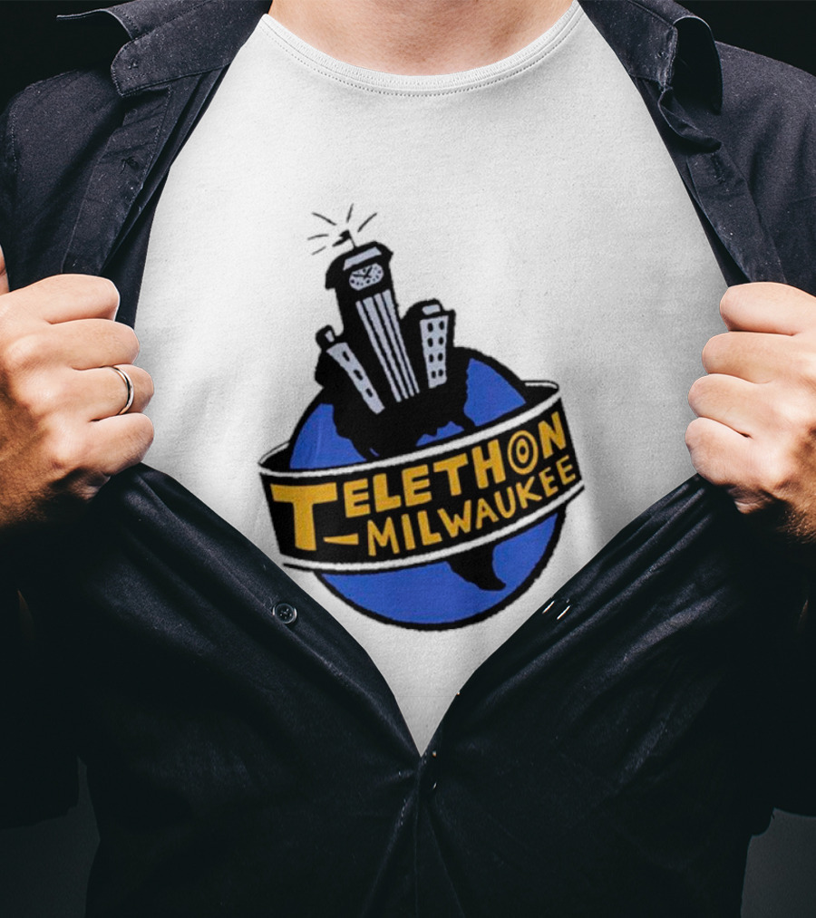 Telethon Milwaukee City Skyline Over Earth T-Shirt