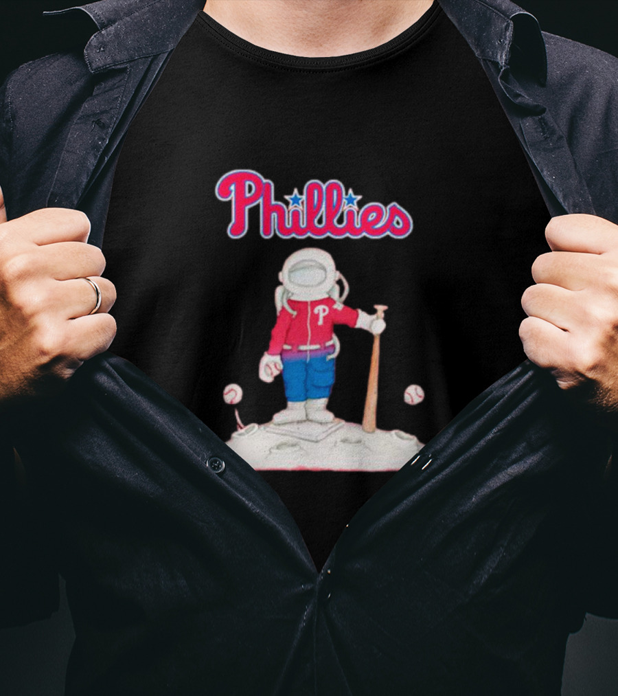 Phillies Astronaut Baseball Moon Adventure T-Shirt