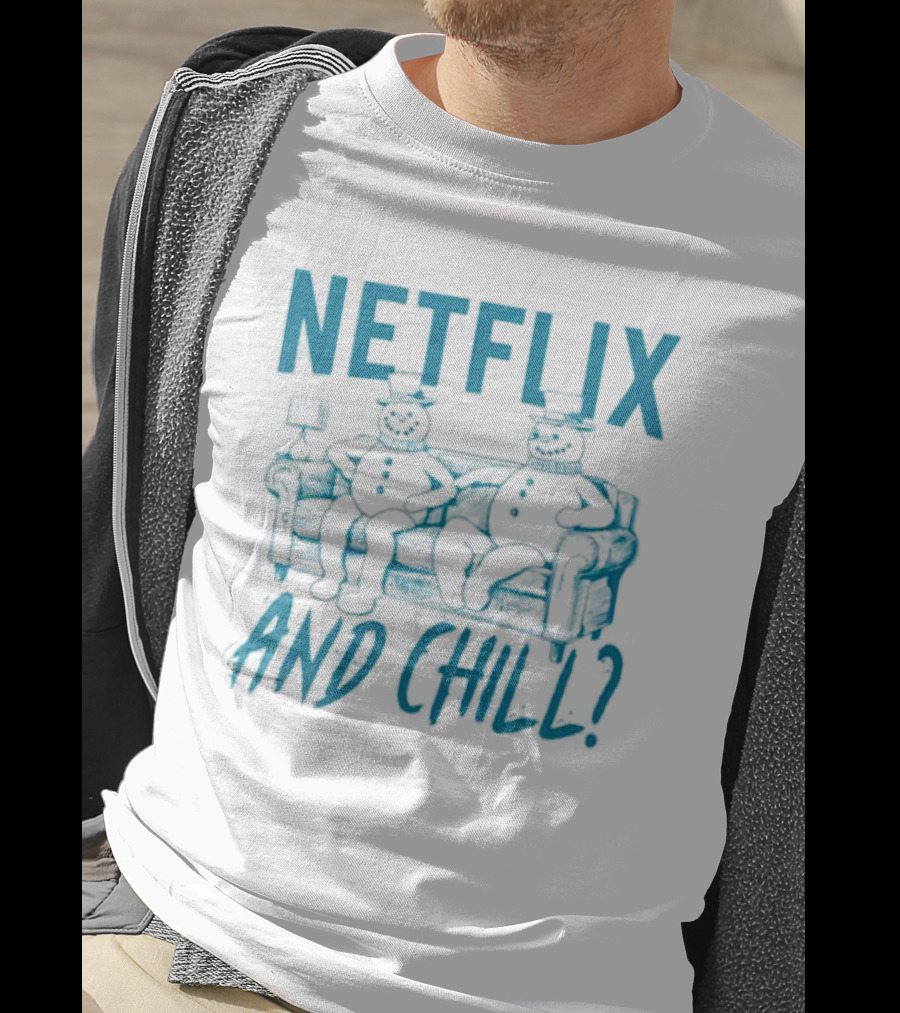 Netflix And Chill Snowman Couch Scene T-Shirt