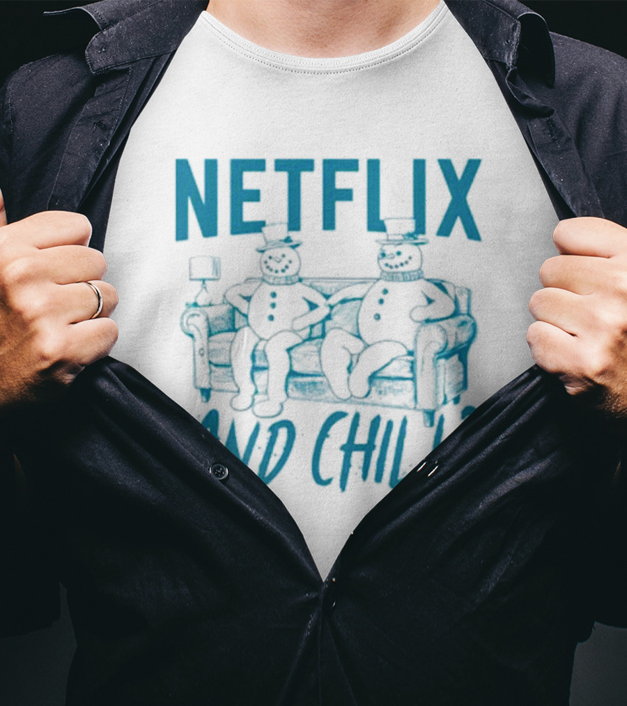 Netflix And Chill Snowman Couch Scene T-Shirt